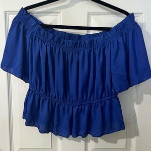 Shein Blue Cropped, off the shoulder Peplum top, size 1X